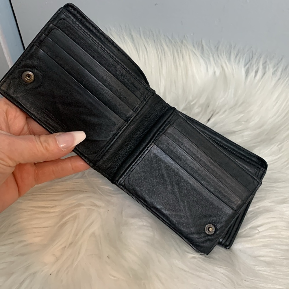 Authentic Bottega Veneta all black leather double flap men’s wallet billfold - Picture 8 of 17